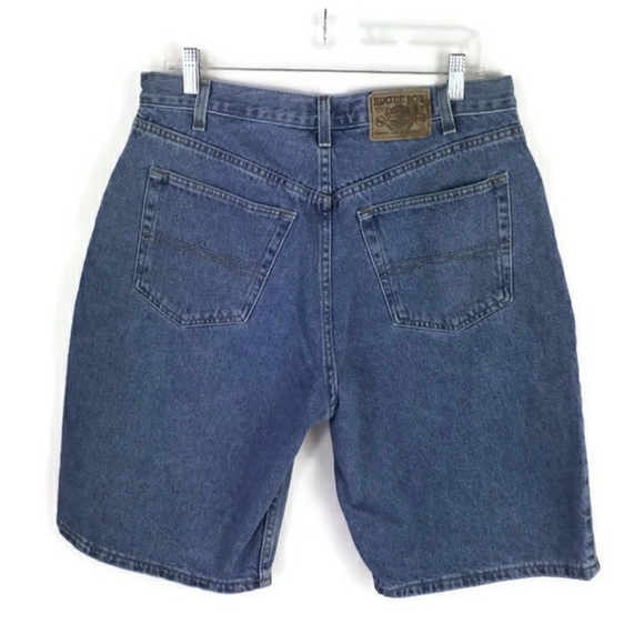 Vintage Bugle Boy 765 Medium Wash Flat Front Denim Jean Shorts Mens Size 32 x 11 - Picture 10 of 14